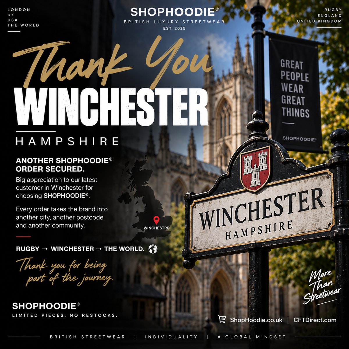 Winchester, Hampshire, England — SHOPHOODIE® customer order