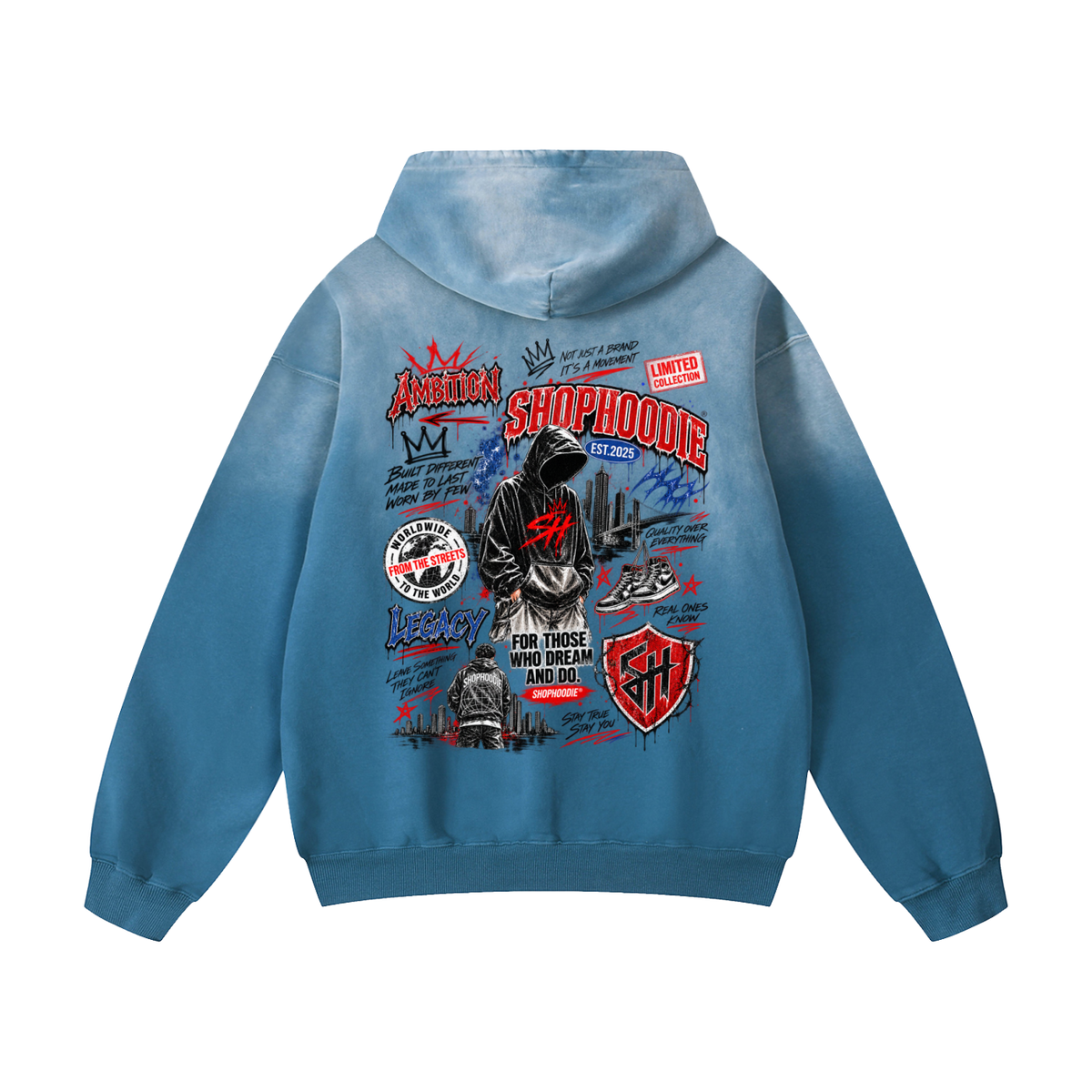 SHOPHOODIE® LONDON AMBITION IN MOTION Heavyweight Sunfade Oversized Hoodie — 400 GSM — product image 8