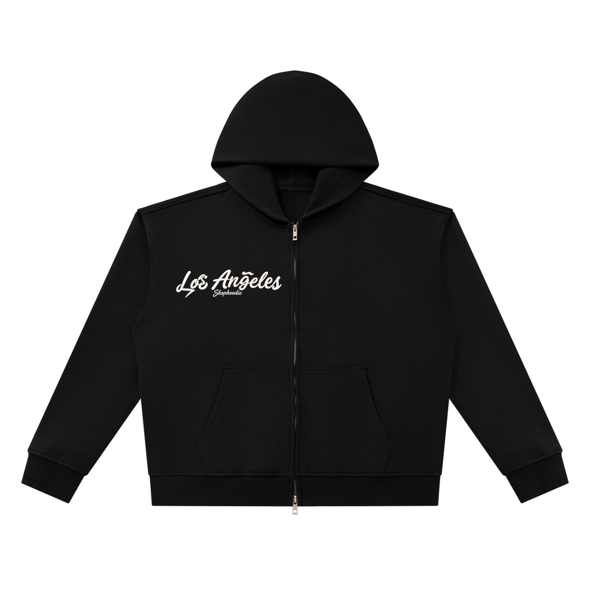 SHOPHOODIE® LOS ANGELES heavyweight full-zip boxy hoodie — 420 GSM, 100% cotton