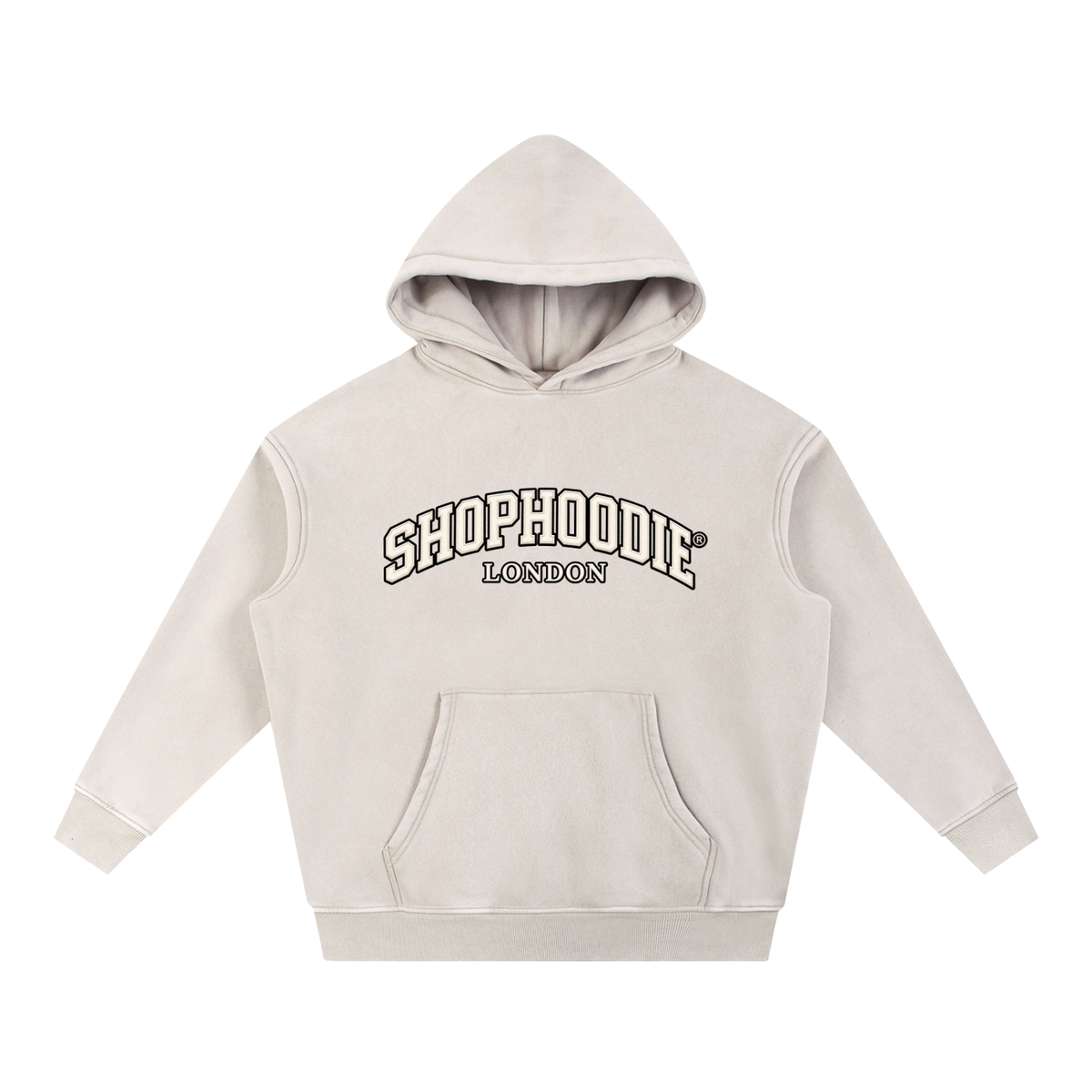 SHOPHOODIE® LONDON 355 GSM snow-wash oversized unisex fleece hoodie — product image 3