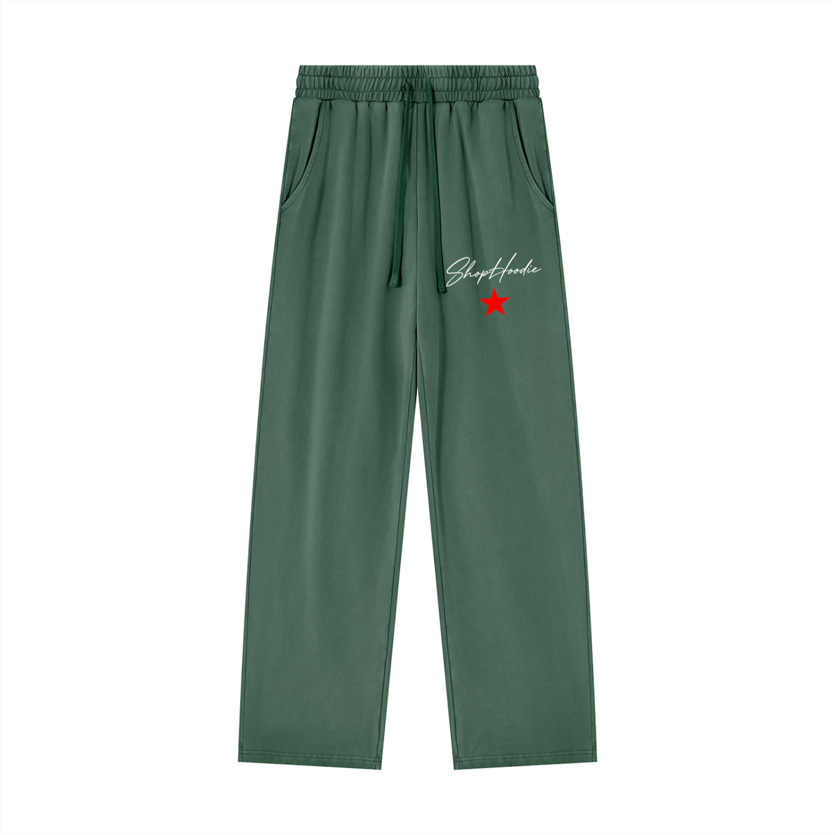 SHOPHOODIE® SIGNATURE Heavyweight Vintage Wash Sweatpants in Blackish Green, bottom half of the complete set