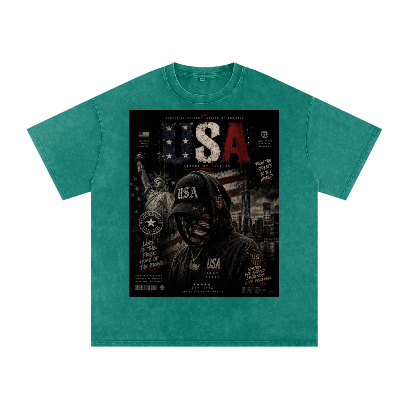 SHOPHOODIE USA DREAMER-Snow Washed Oversized Cotton T-Shirt
