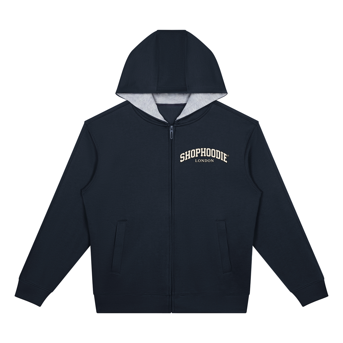 SHOPHOODIE® LONDON unisex drop-shoulder full-zip hoodie 380 GSM — product view 7
