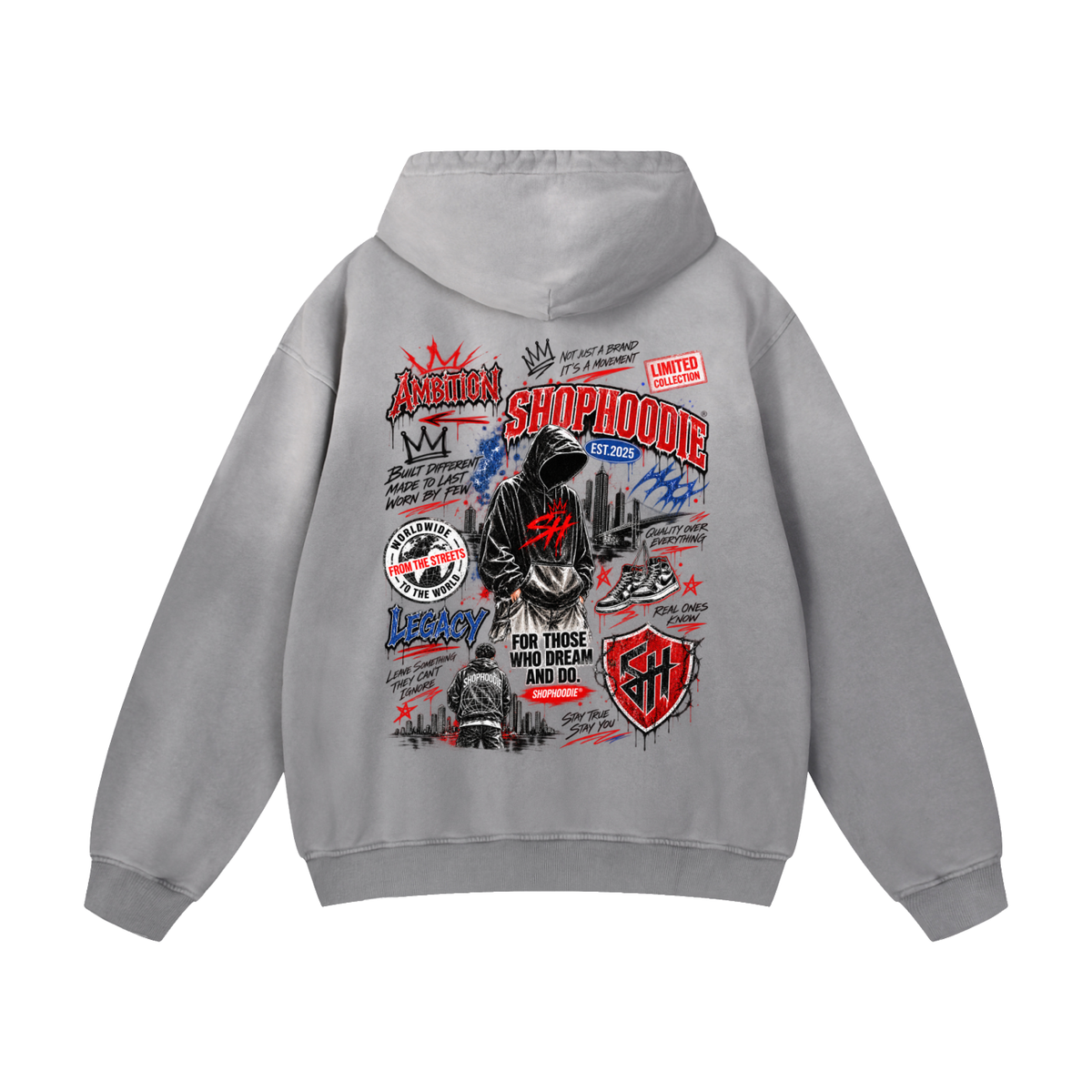 SHOPHOODIE® LONDON AMBITION IN MOTION Heavyweight Sunfade Oversized Hoodie — 400 GSM — product image 4