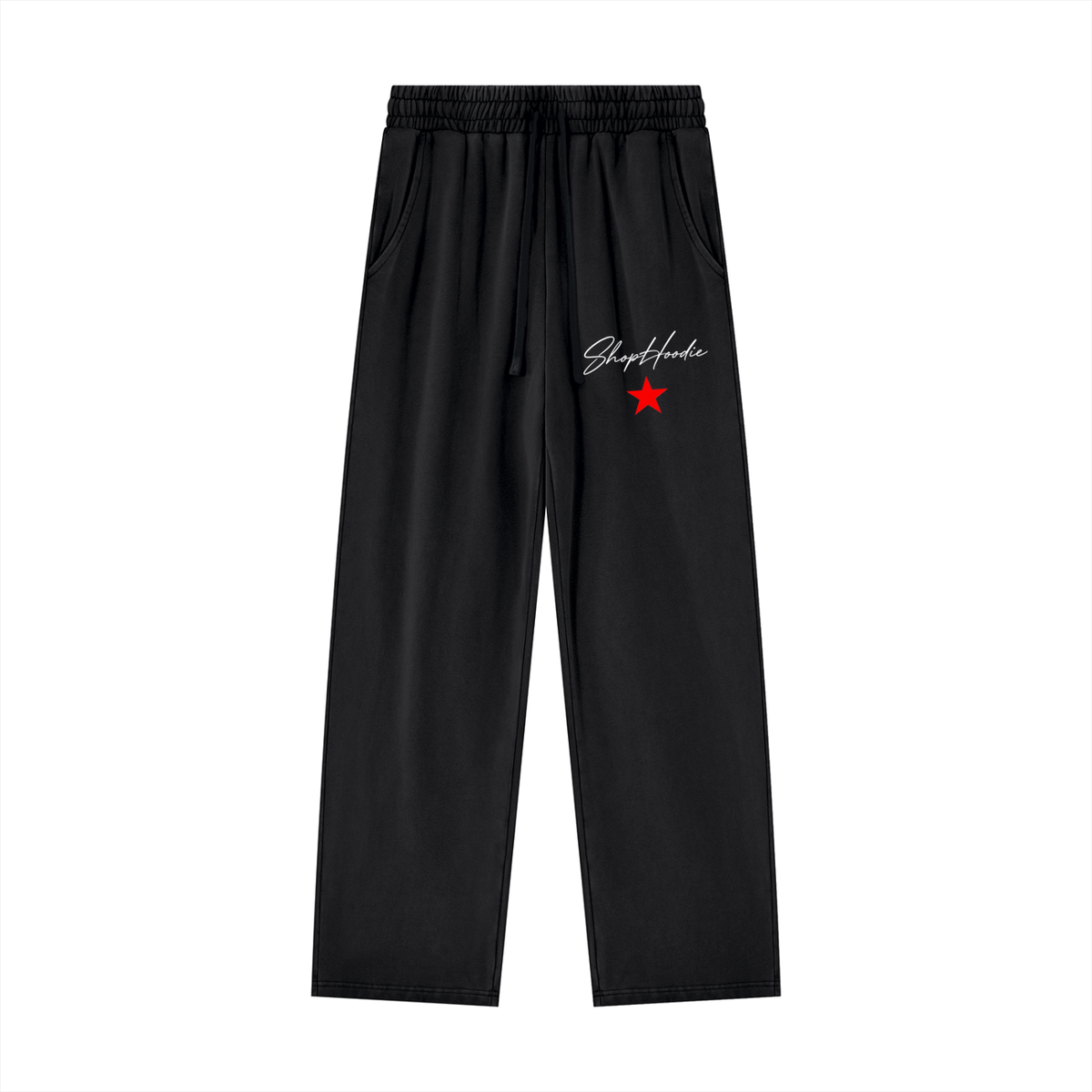 SHOPHOODIE® SIGNATURE Heavyweight Vintage Wash Sweatpants in Black, bottom half of the complete set