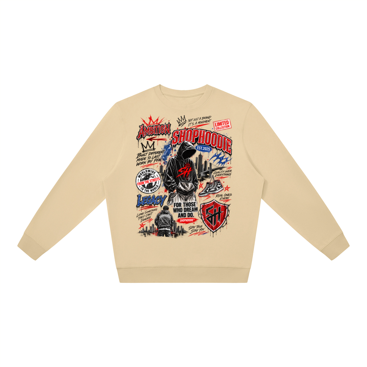 SHOPHOODIE® LONDON AMBITION IN MOTION Oversized Crewneck Sweatshirt — 290 GSM — product image 5