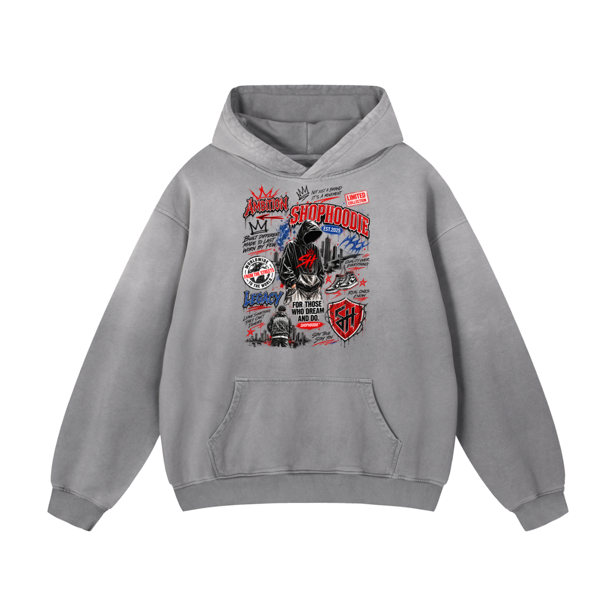 SHOPHOODIE® LONDON AMBITION IN MOTION Heavyweight Sunfade Oversized Hoodie — 400 GSM — product image 3