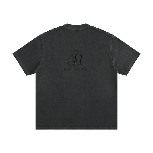 Heavyweight Vintage Washed Frayed SH T-Shirt by Shop Hoodie