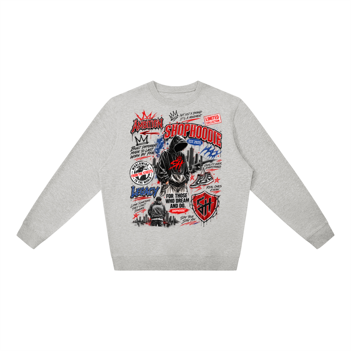SHOPHOODIE® LONDON AMBITION IN MOTION Oversized Crewneck Sweatshirt — 290 GSM — product image 3