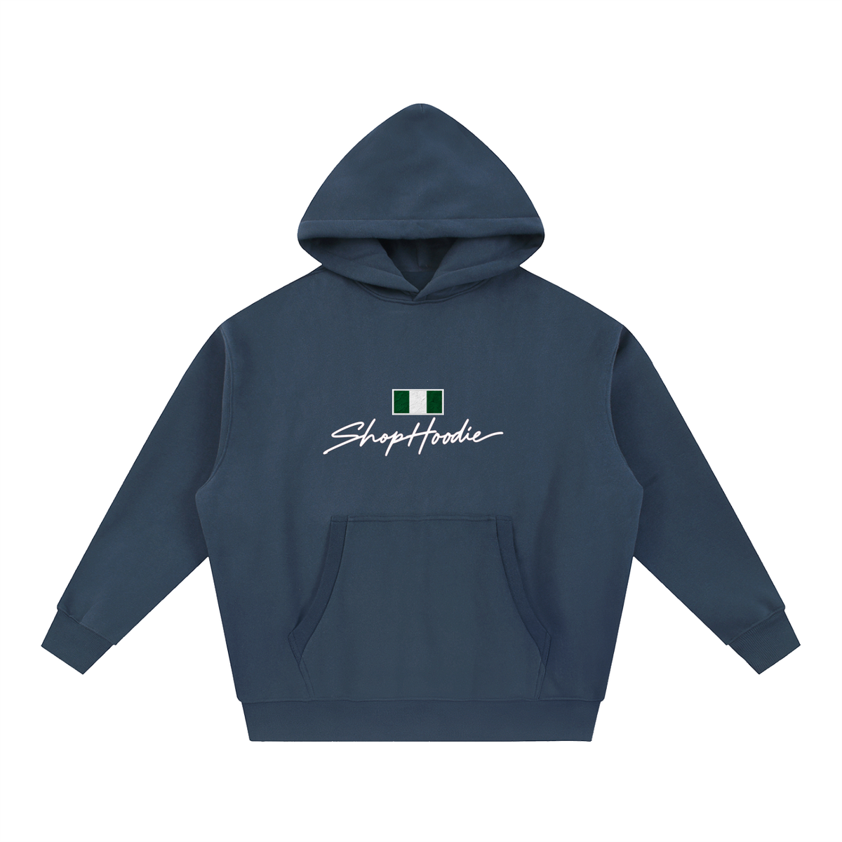 SHOPHOODIE® NIGERIA FLAG Oversized Boxy Fleece Hoodie — 345 GSM — view 5