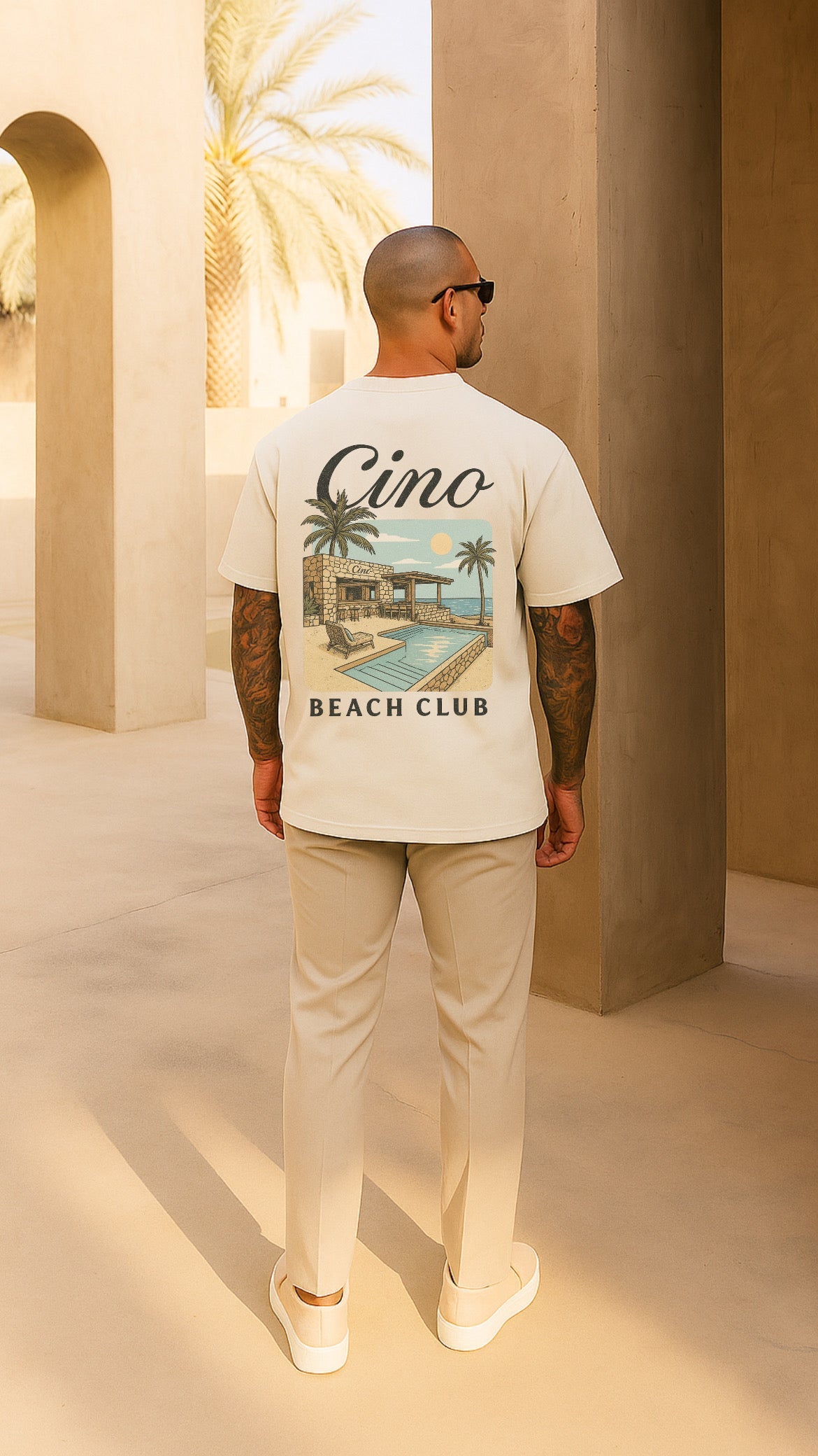Beach Club T-Shirt | White/Beige