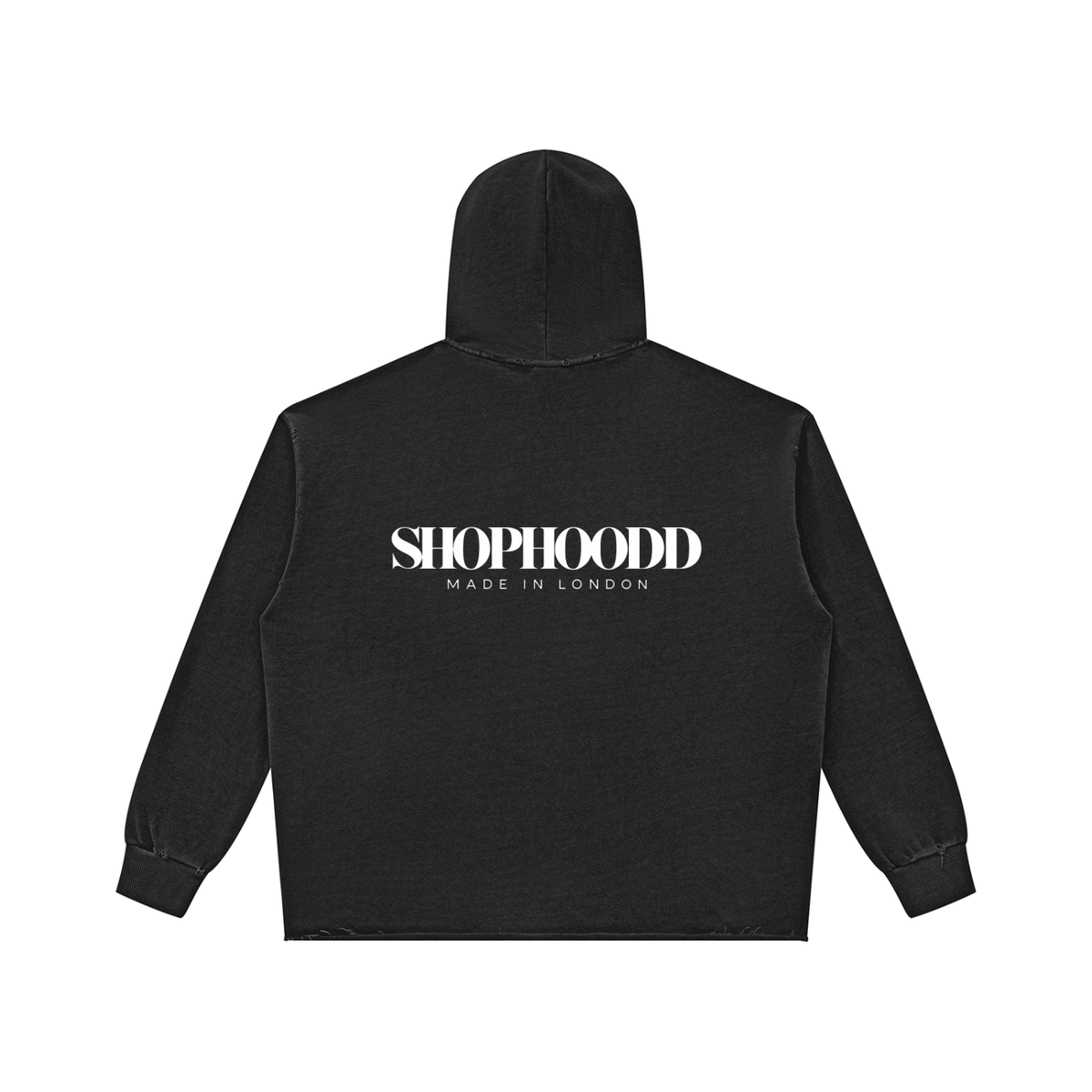 SHOPHOODIE® LONDON SHOPHOODD Made in London 420 GSM distressed vintage-wash raw-edge oversized hoodie — image 2