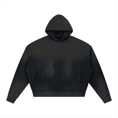 SHOPHOODIE® BLANK Sunfade Distressed Boxy Hoodie — 370 GSM