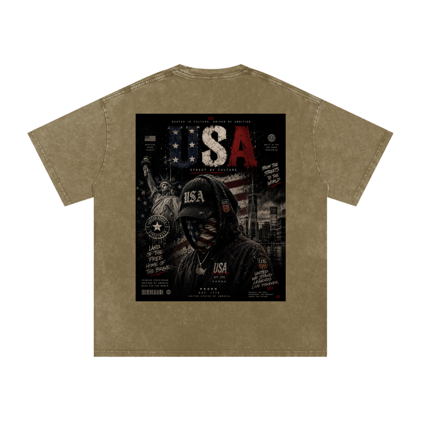 SHOPHOODIE USA DREAMER-Snow Washed Oversized Cotton T-Shirt