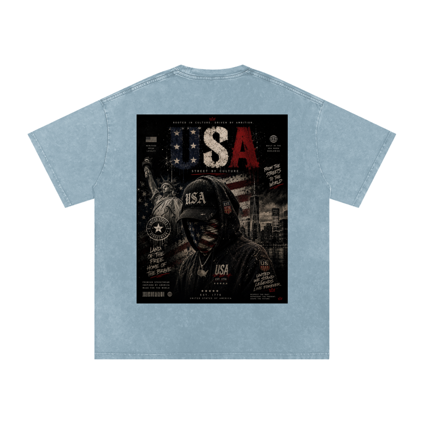 SHOPHOODIE USA DREAMER-Snow Washed Oversized Cotton T-Shirt