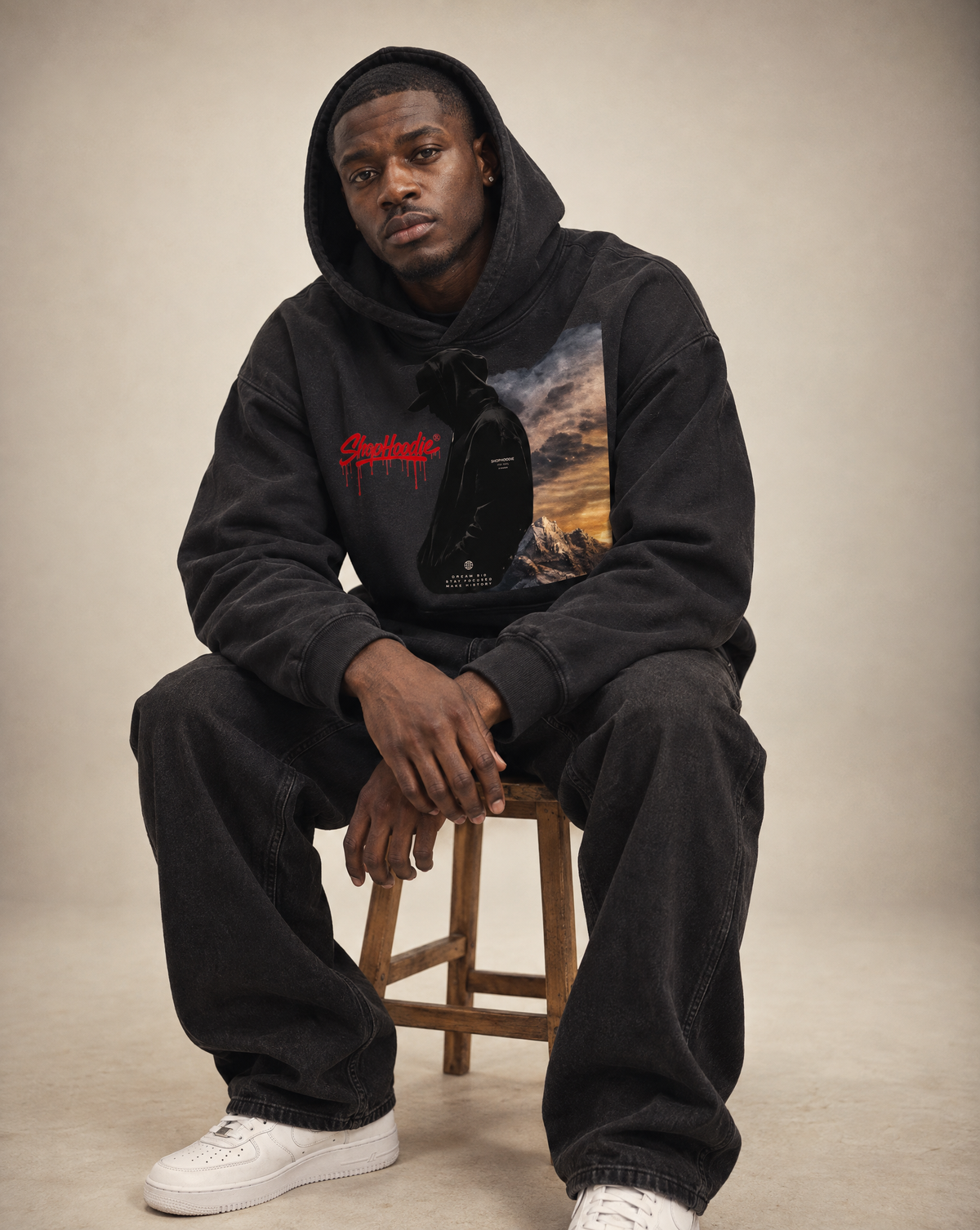 SHOPHOODIE® EAGLE VISION Heavyweight Sunfade Oversized Hoodie — 400 GSM