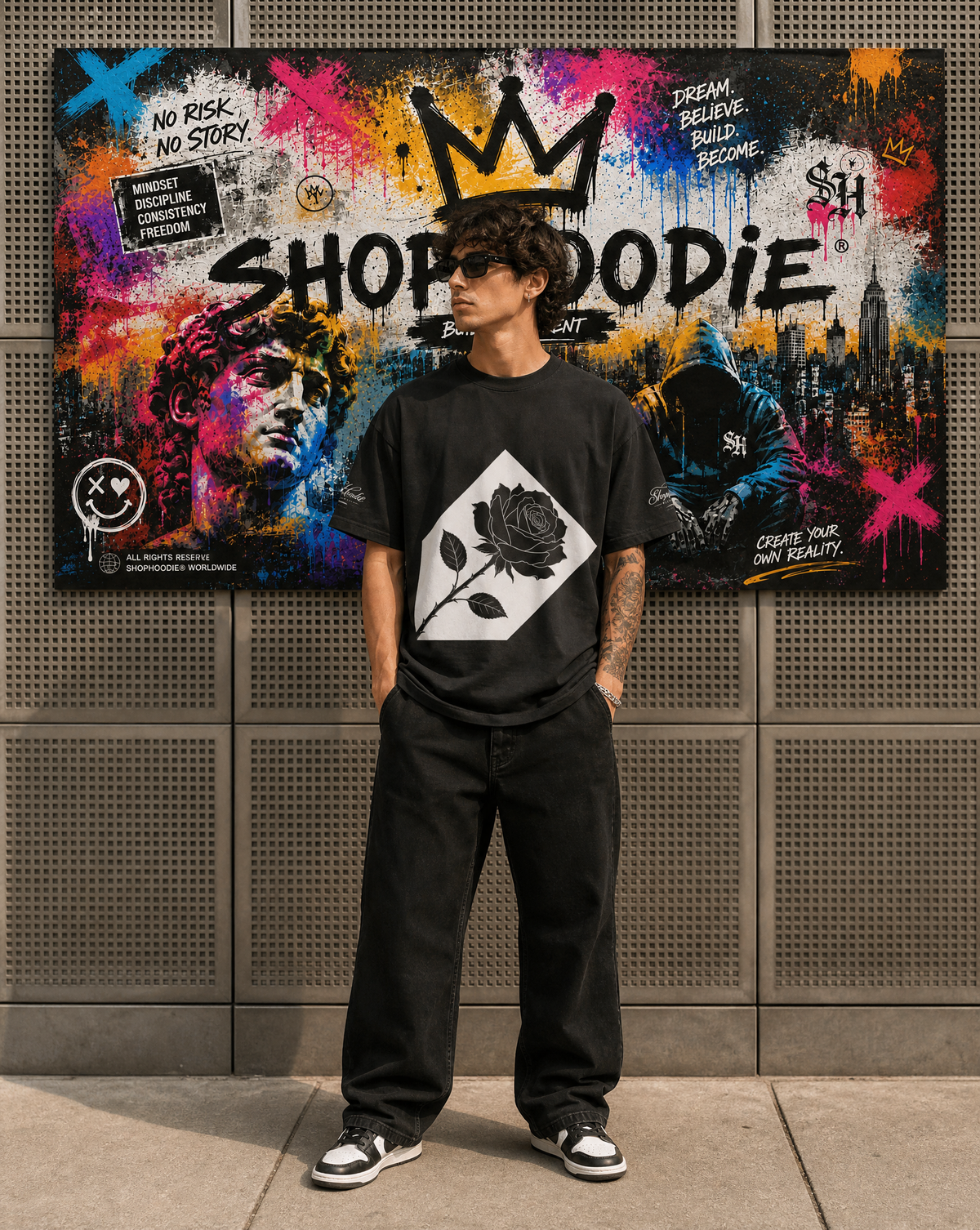 SHOPHOODIE® DARK ROSE AVANT Boxy T-Shirt