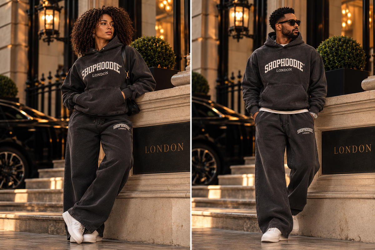 SHOPHOODIE® LONDON Unisex Snow-Wash Oversized Fleece Hoodie — 355 GSM