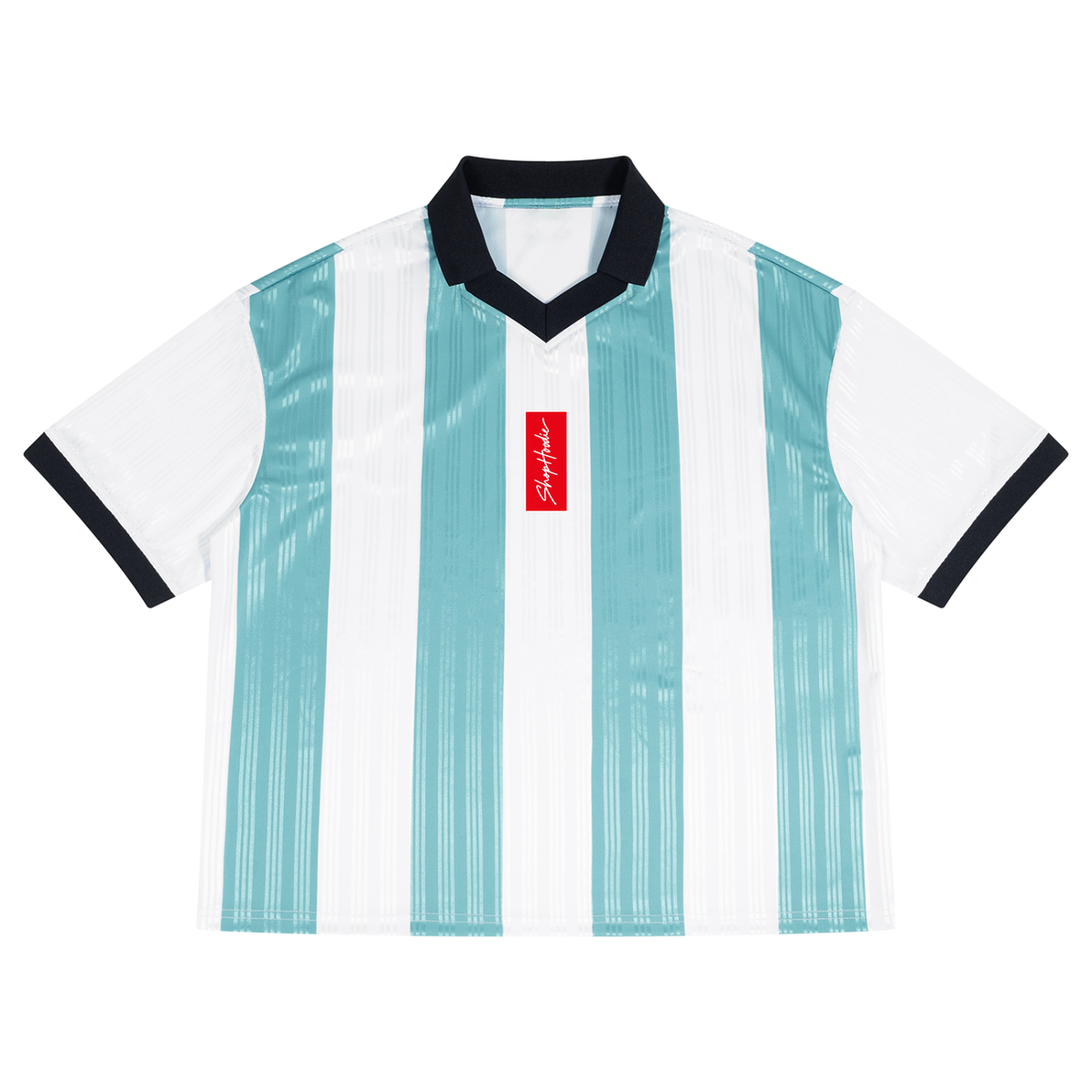 SHOPHOODIE® Boxy Striped Collared Oversized Soccer Jersey – product image 3
