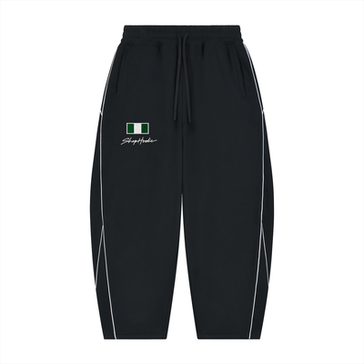 SHOPHOODIE® NIGERIA FLAG Complete Set — 345 GSM — piping fleece barrel-leg sweatpants