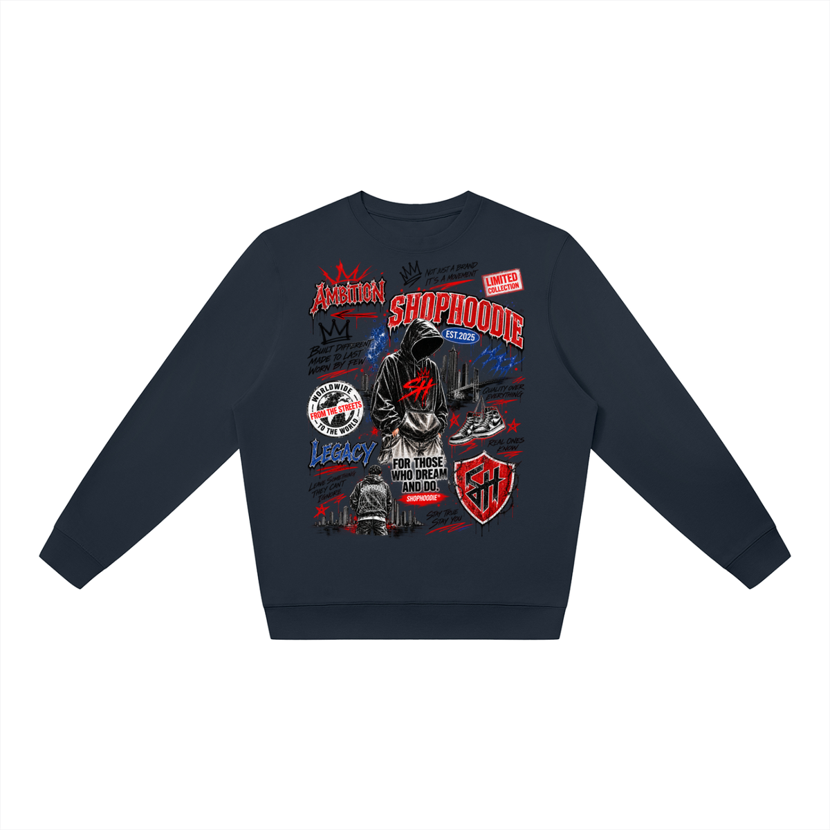 SHOPHOODIE® LONDON AMBITION IN MOTION Oversized Crewneck Sweatshirt — 290 GSM — product image 9