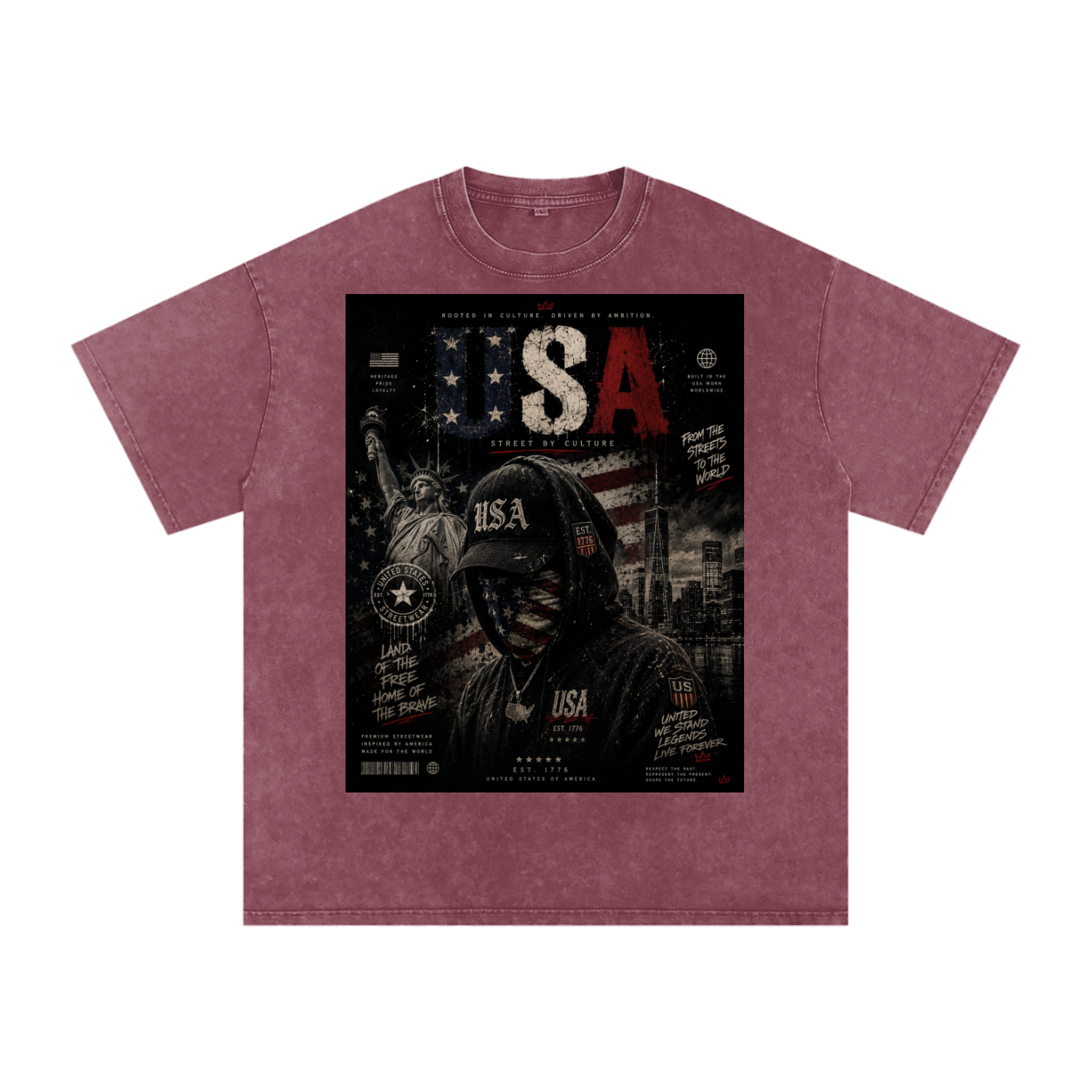 SHOPHOODIE USA DREAMER-Snow Washed Oversized Cotton T-Shirt
