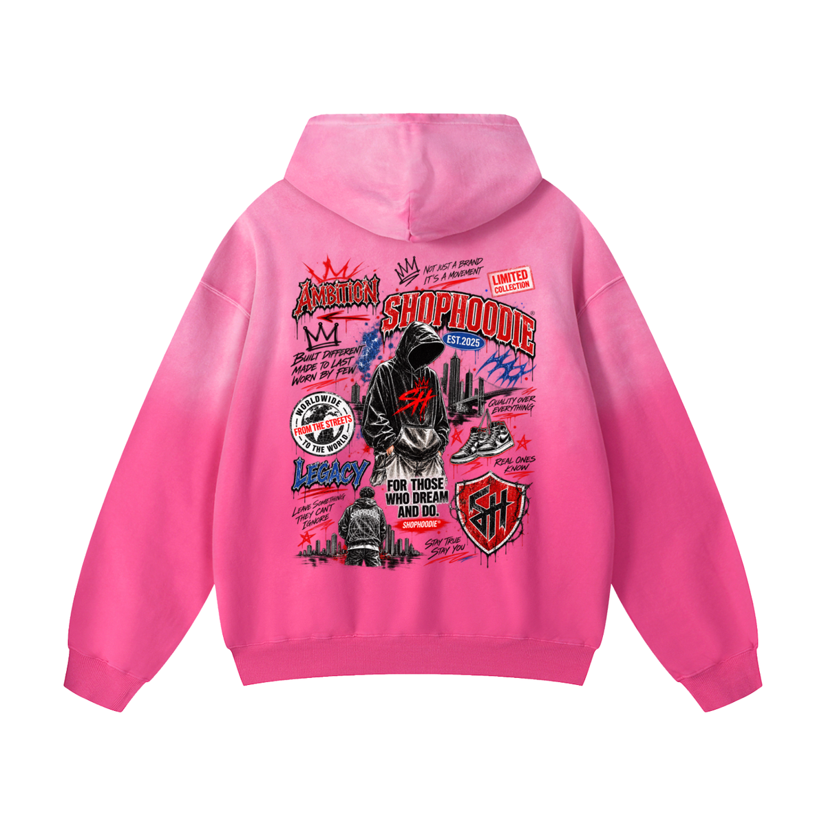 SHOPHOODIE® LONDON AMBITION IN MOTION Heavyweight Sunfade Oversized Hoodie — 400 GSM — product image 6
