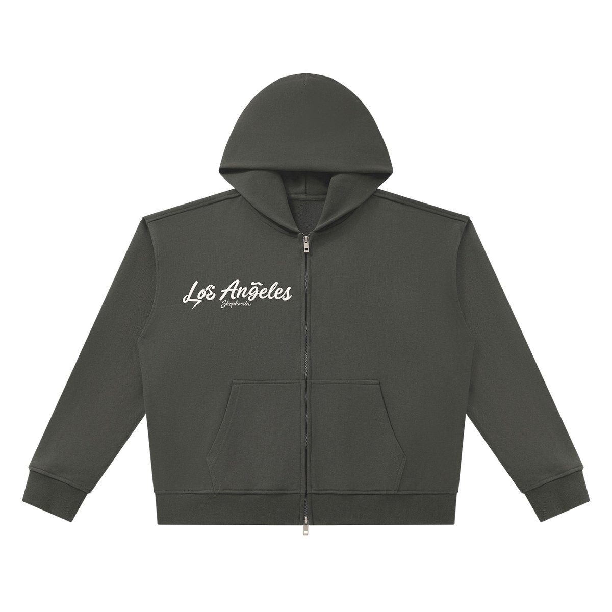 SHOPHOODIE® LOS ANGELES heavyweight full-zip boxy hoodie — 420 GSM, 100% cotton — product view 11