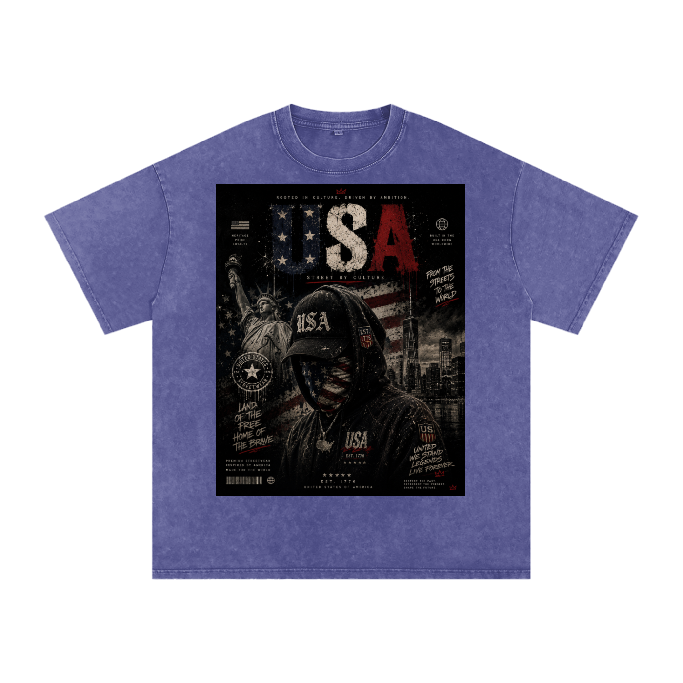 SHOPHOODIE USA DREAMER-Snow Washed Oversized Cotton T-Shirt