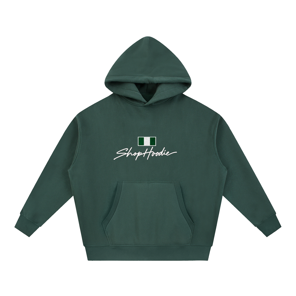 SHOPHOODIE® NIGERIA FLAG Oversized Boxy Fleece Hoodie — 345 GSM — view 3