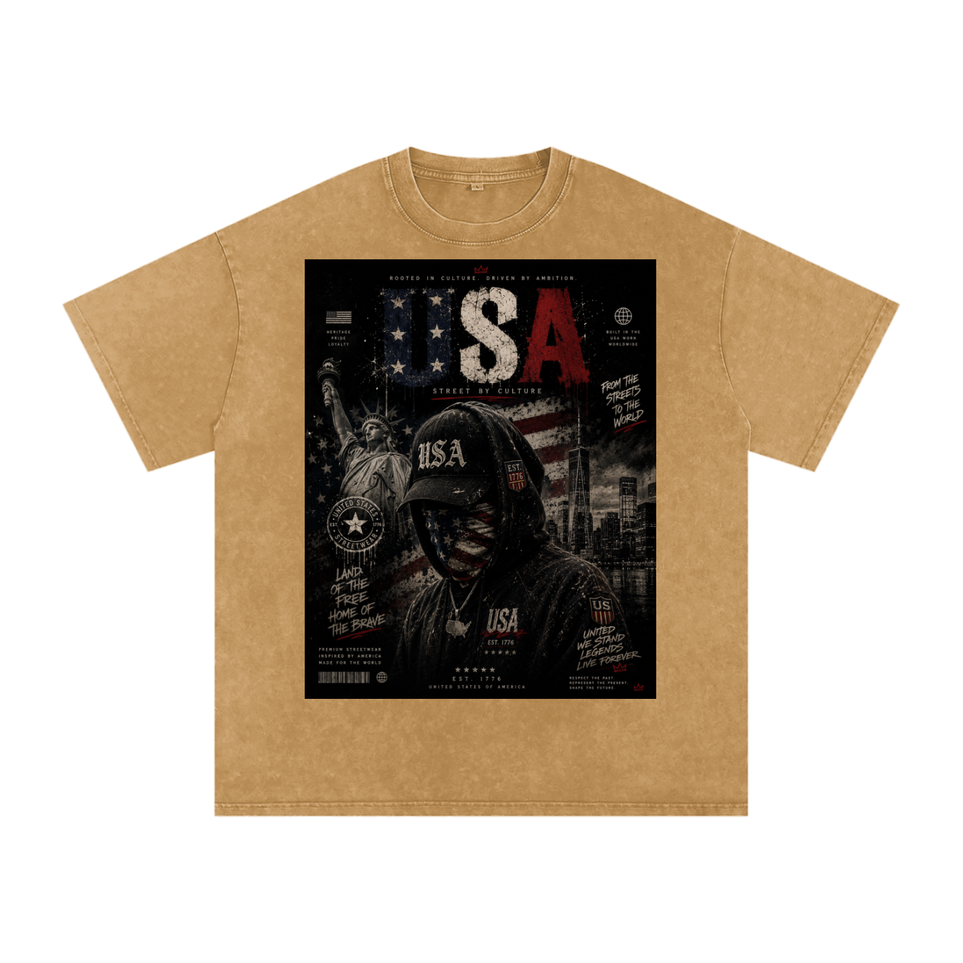 SHOPHOODIE USA DREAMER-Snow Washed Oversized Cotton T-Shirt