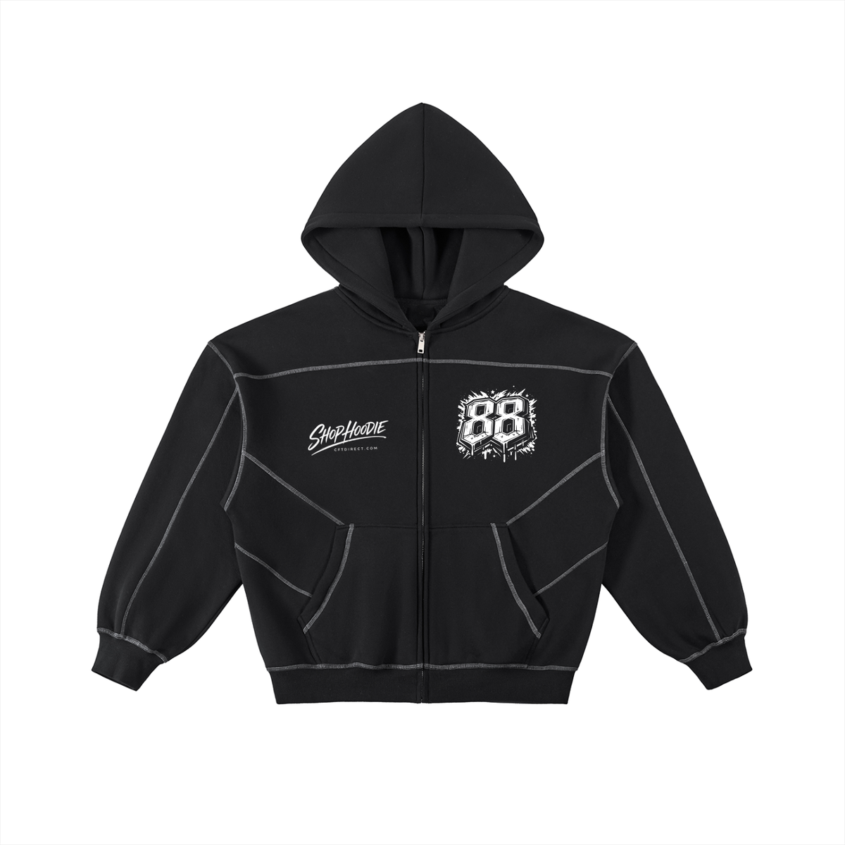 SHOPHOODIE® Contrast-Stitched Boxy Fleece Zip Hoodie Drop 02 complete set