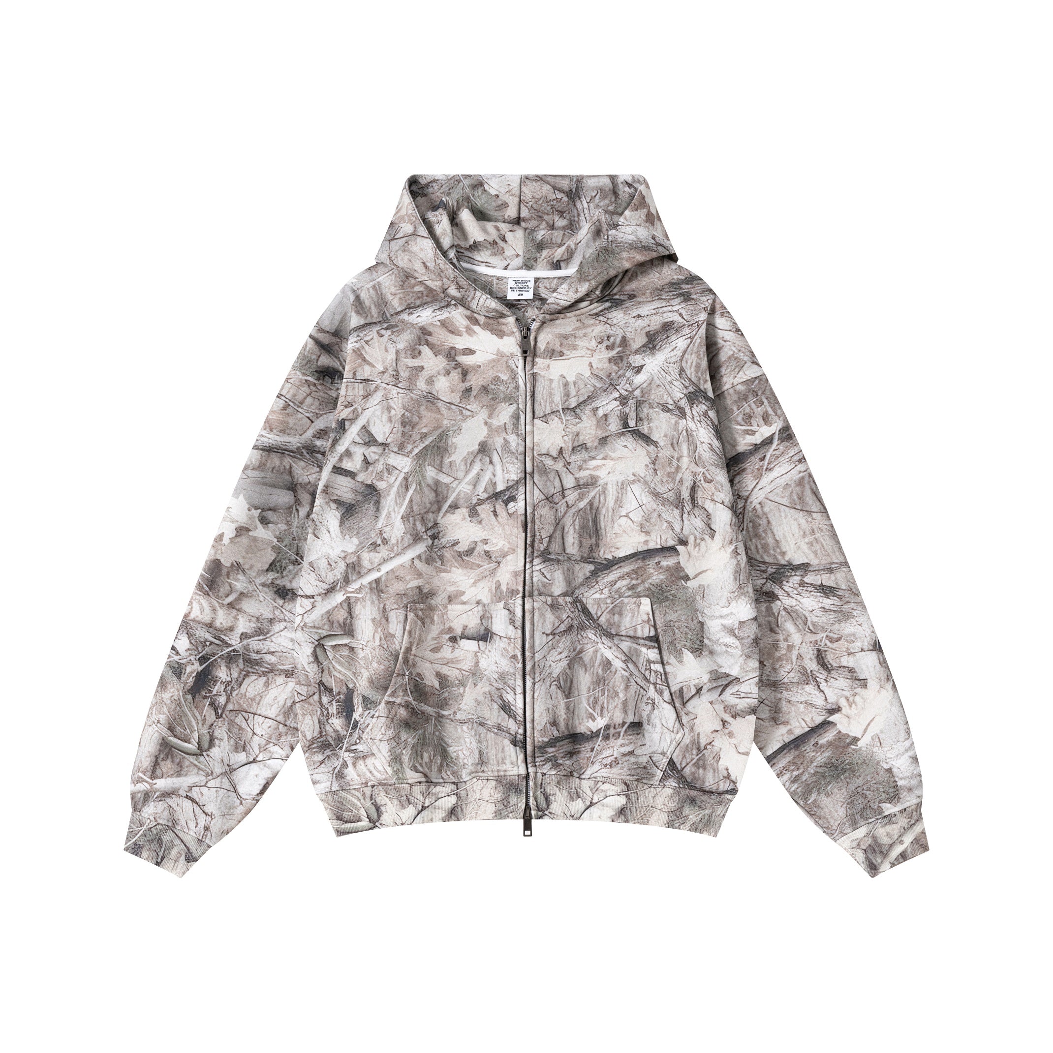 340GSM Unisex Heat Transfer Desert Camouflage Zip-Up Hoodie Branch Camouflage