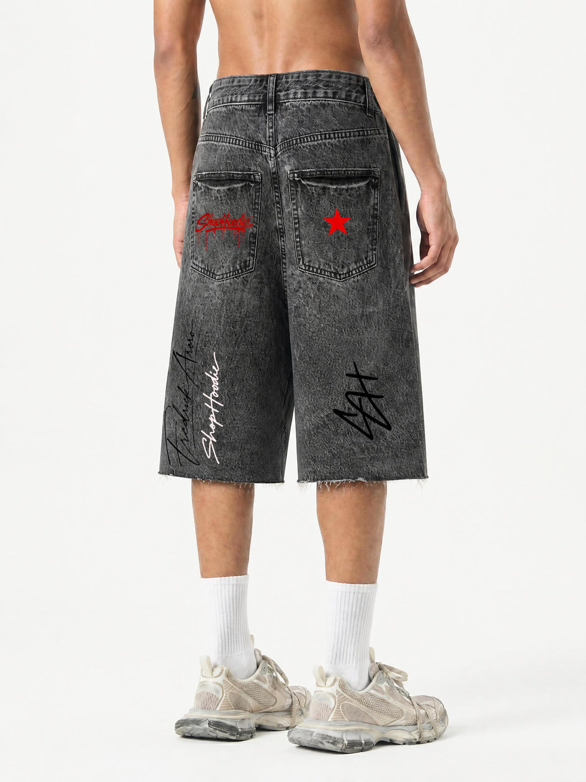 SHOPHOODIE® AVANT Founder's Signature SH Vintage Wash Sunfade Wide-Leg Denim Shorts - product image 6