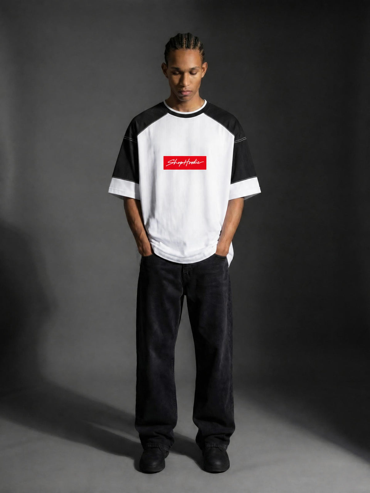 SHOPHOODIE® BOX LOGO Striped Raglan Oversized Jersey – product image 10
