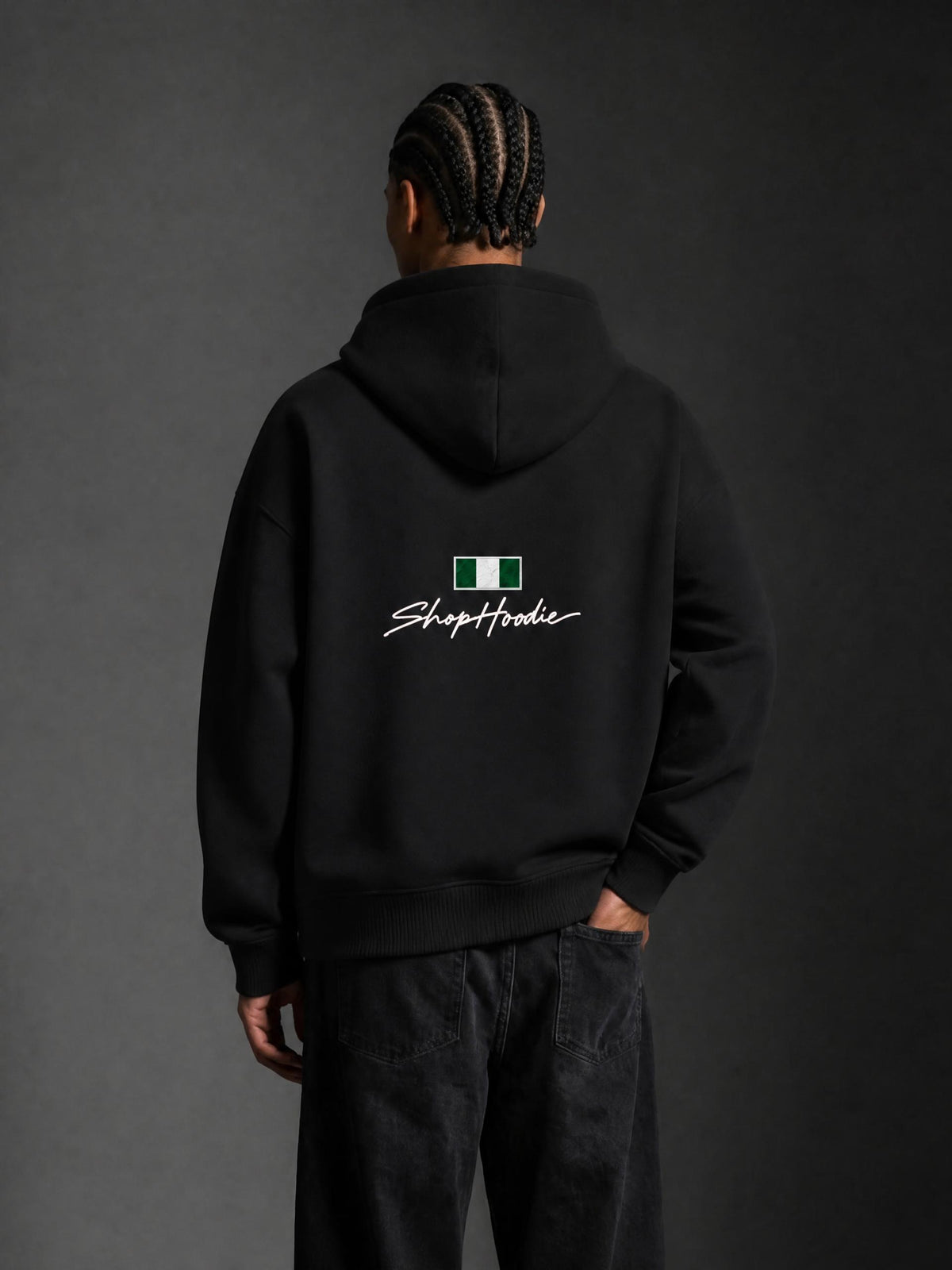 SHOPHOODIE® NIGERIA FLAG Oversized Boxy Fleece Hoodie — 345 GSM — view 26