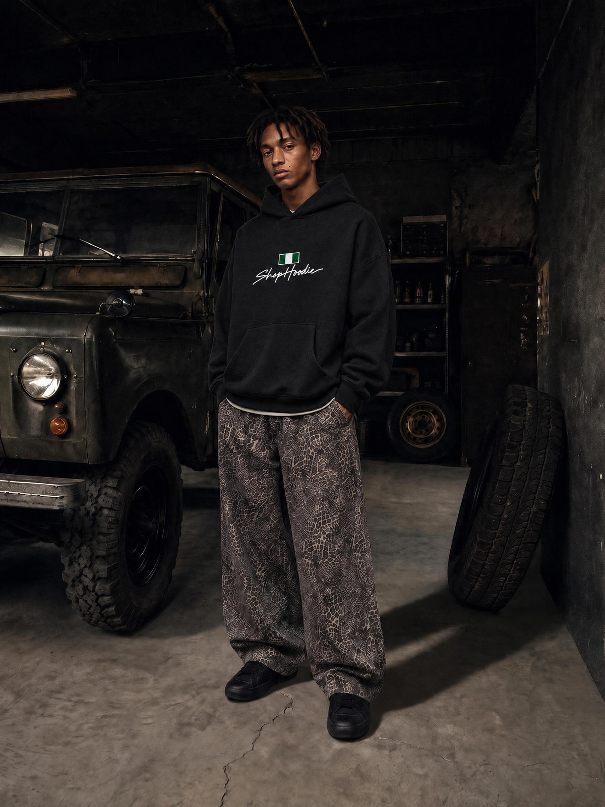 SHOPHOODIE® NIGERIA FLAG Oversized Boxy Fleece Hoodie — 345 GSM — view 15