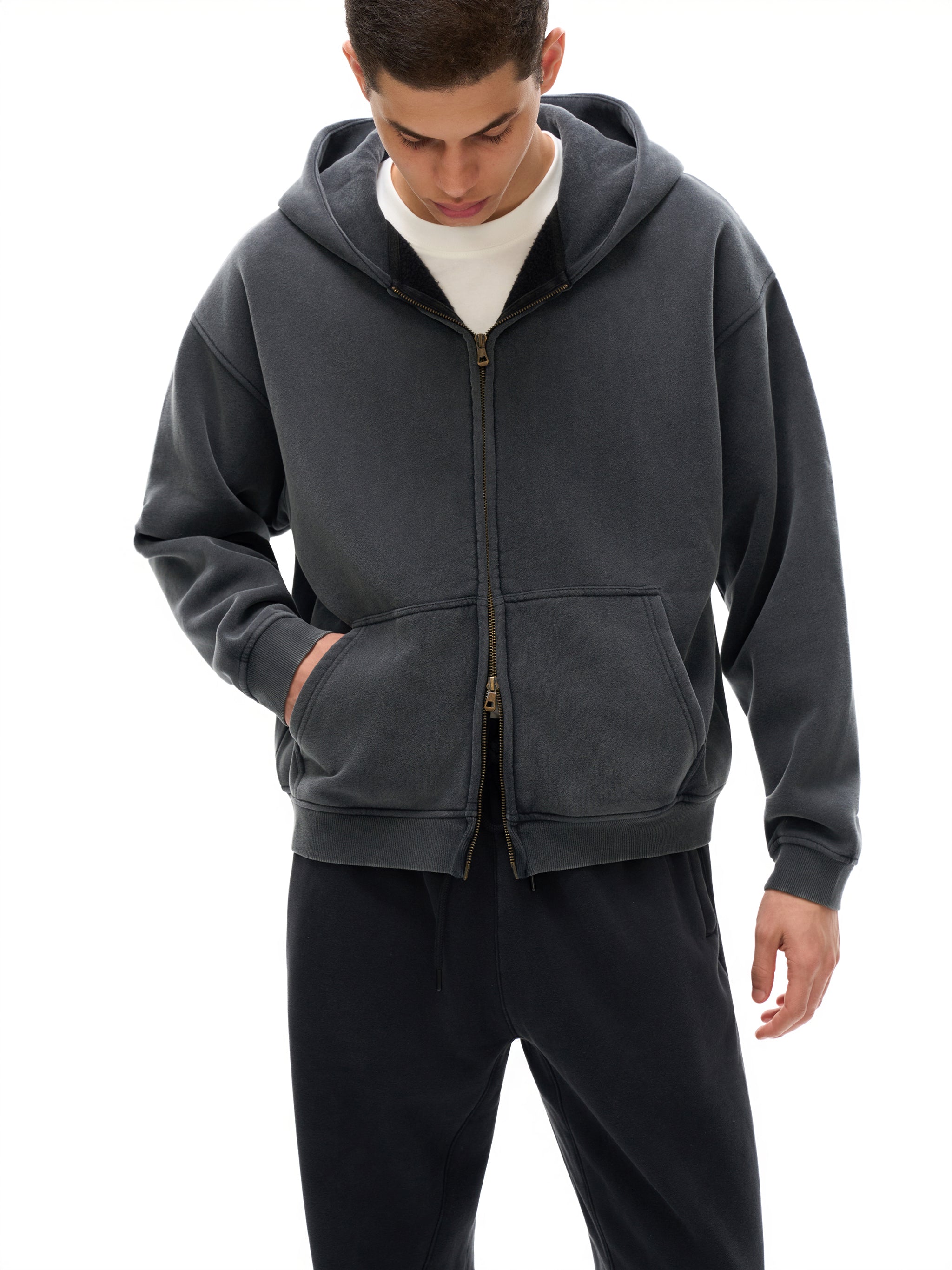 Sweat à capuche zippé en polaire carrée par Shop Hoodie