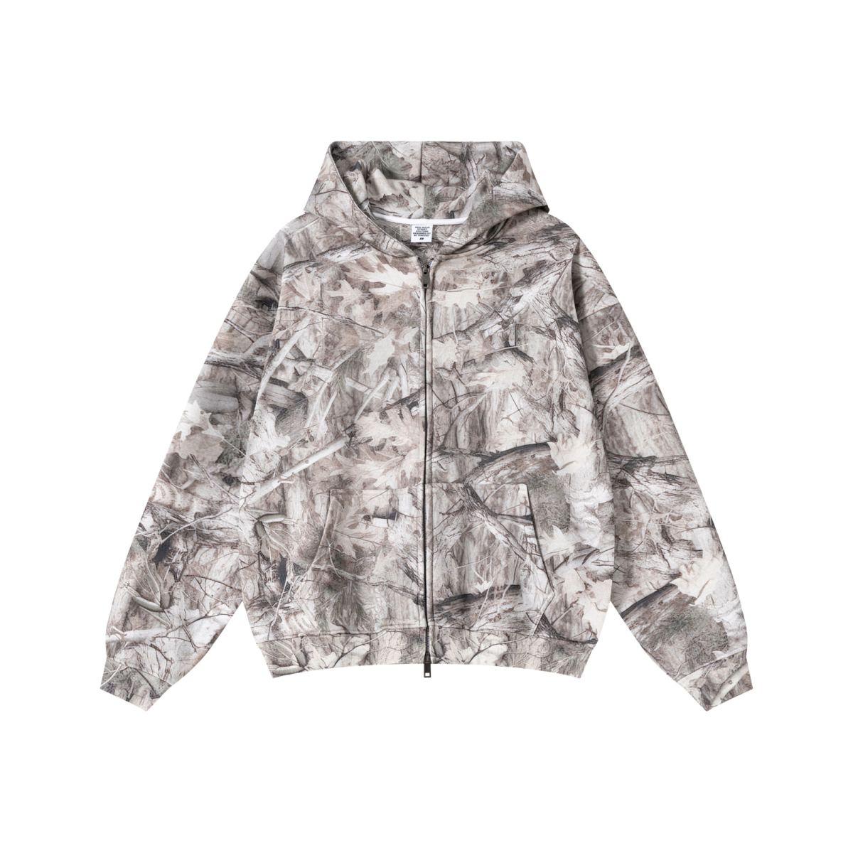 340GSM Unisex Heat Transfer Desert Camouflage Zip-Up Hoodie Branch Camouflage