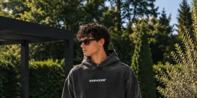 SHOPHOODIE® washed black hoodie and wide-leg sweatpants set