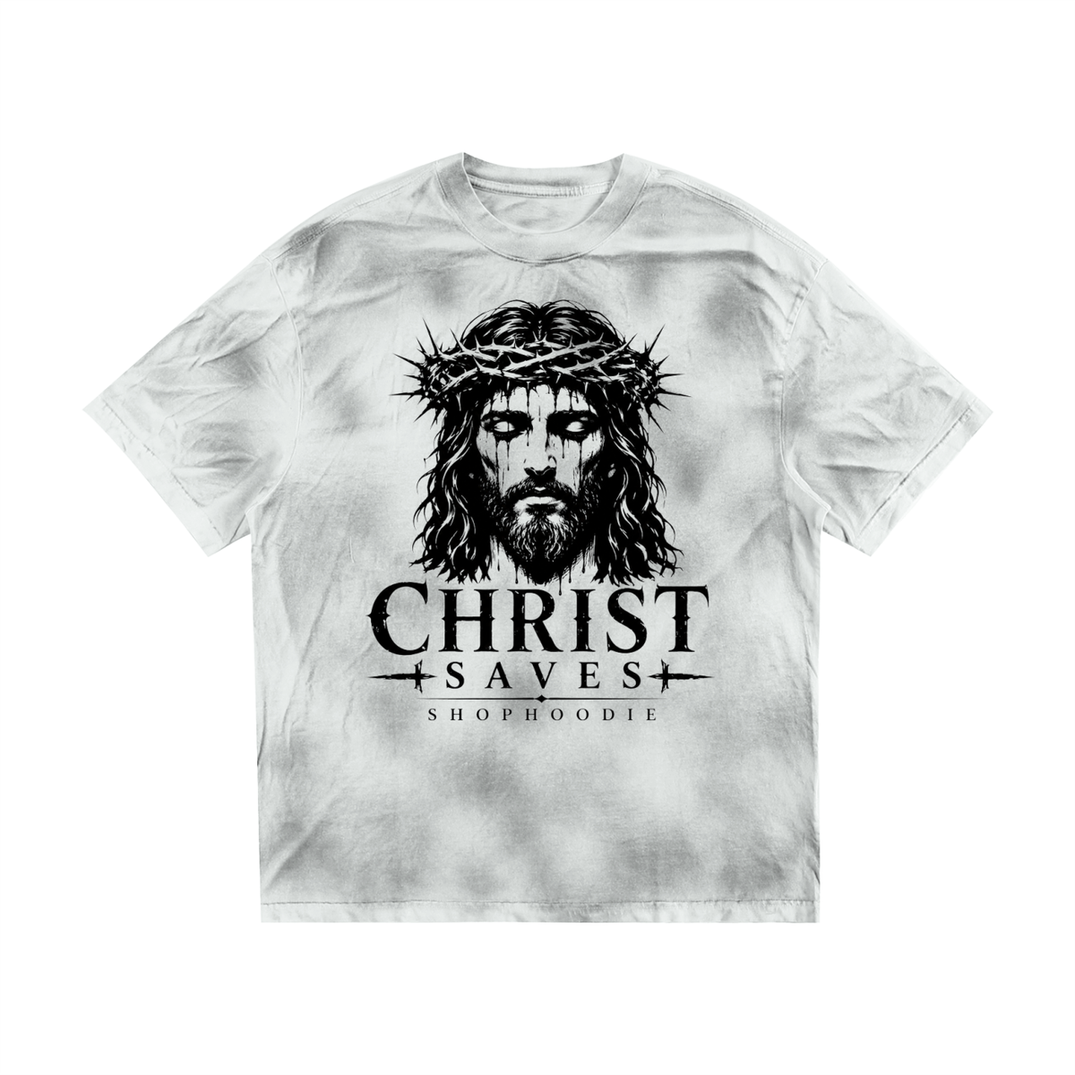 SHOPHOODIE® CHRIST SAVES Washed Loose T-Shirt — 270 GSM featured in Christian streetwear guide