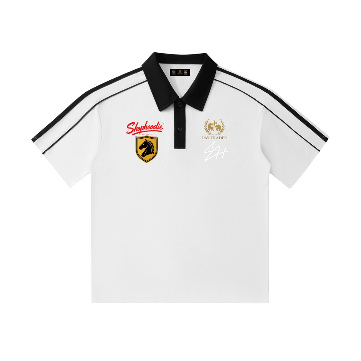 SHOPHOODIE® Contrast Collar Short-Sleeve Polo Shirt — 240 GSM