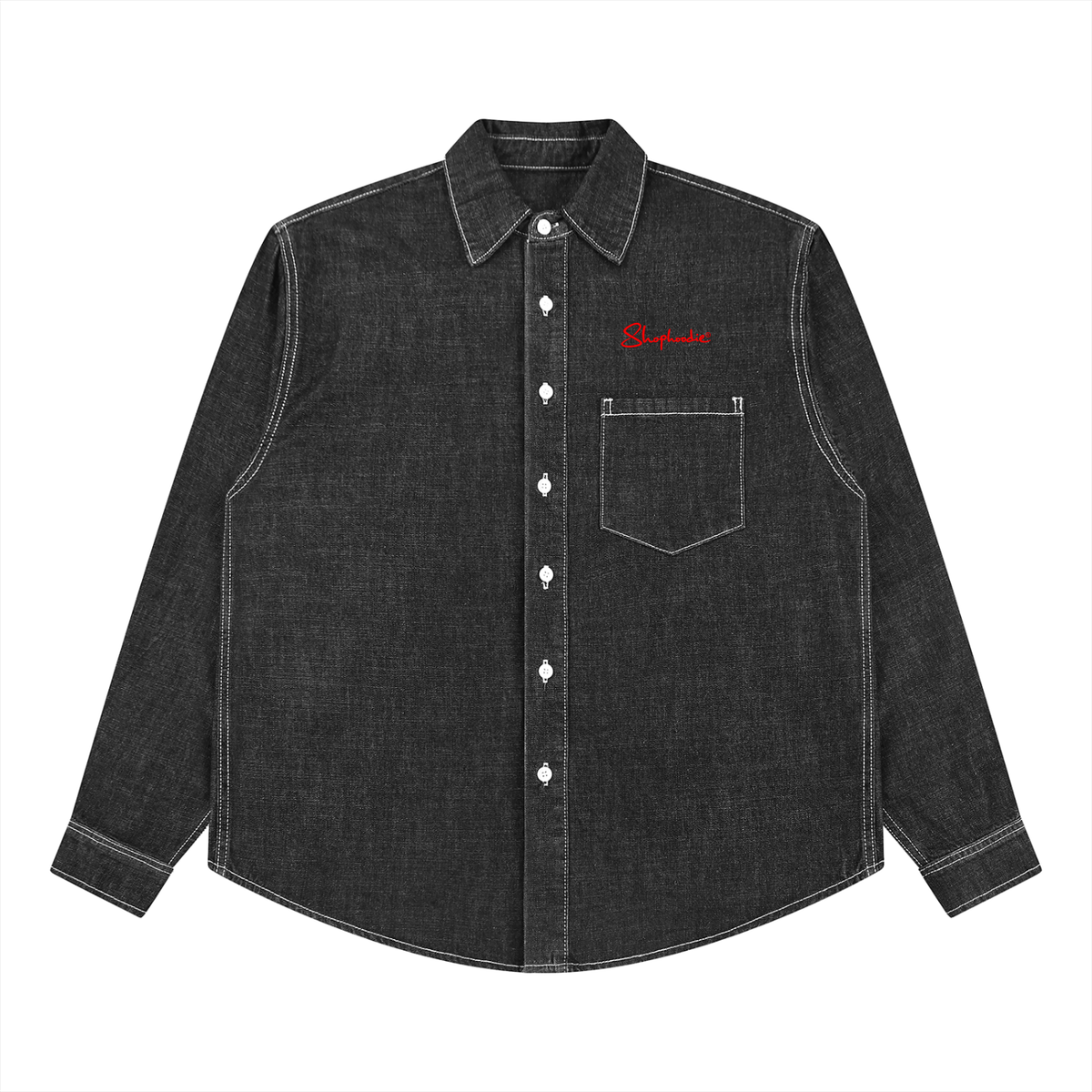 SHOPHOODIE® LONDON SIGNATURE Vintage Wash Denim Shirt — 320 GSM — SHOPHOODIE®