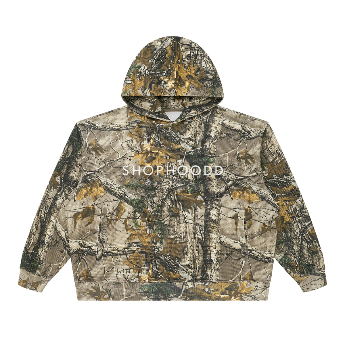 SHOPHOODD Waffle Tree Camo Hoodie 350 GSM in New York hoodie guide