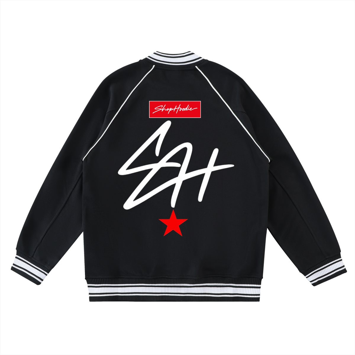 SHOPHOODIE® AVANT SH SIGNATURE Contrast Trim Raglan Varsity Jacket – product image 2