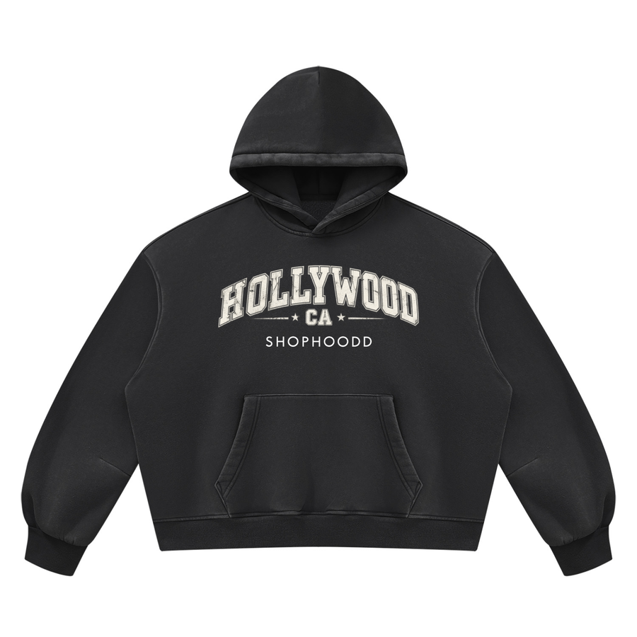 SHOPHOODIE® SHOPHOODD™ Hollywood Vintage-Wash Boxy Fleece Hoodie — 390 GSM
