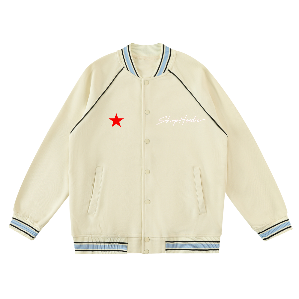 SHOPHOODIE® AVANT SH SIGNATURE Contrast Trim Raglan Varsity Jacket – product image 3
