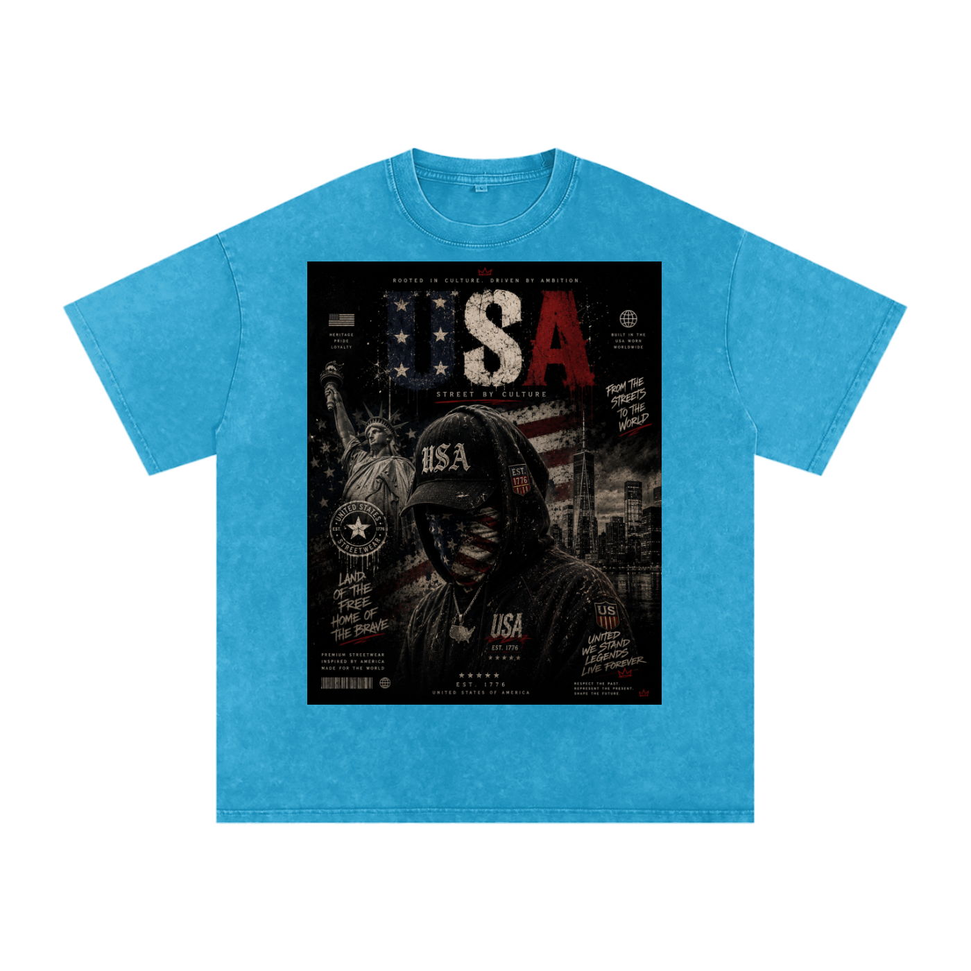 SHOPHOODIE USA DREAMER-Snow Washed Oversized Cotton T-Shirt