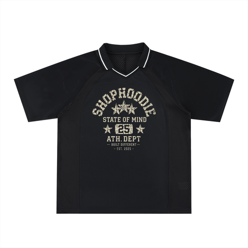 SHOPHOODIE STATE OF MIND Striped V-Neck Soccer Jersey