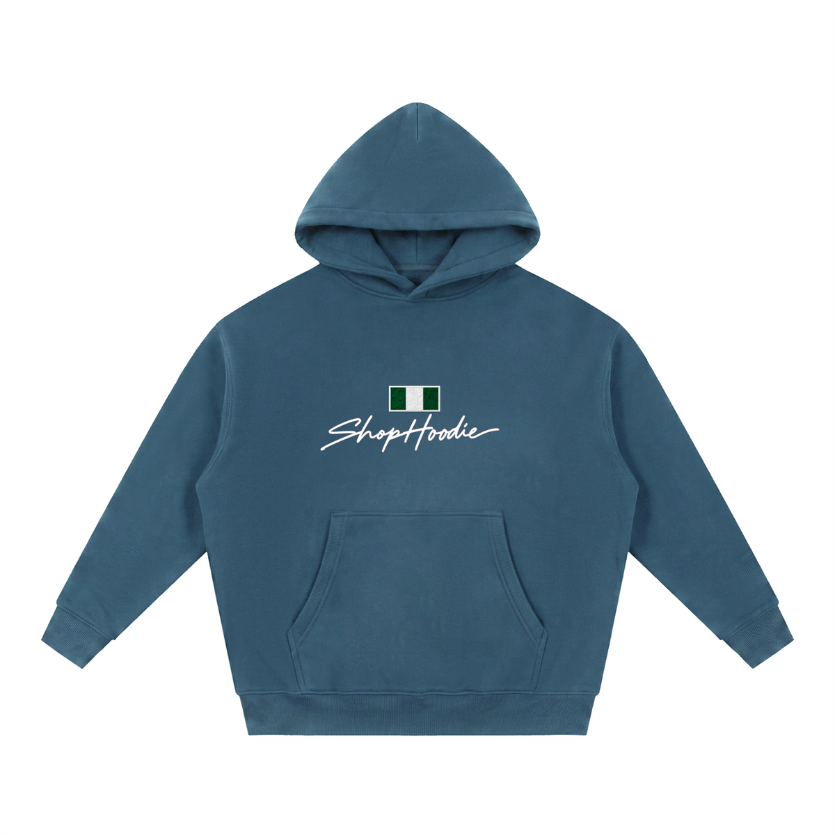 SHOPHOODIE® NIGERIA FLAG Oversized Boxy Fleece Hoodie — 345 GSM — view 13